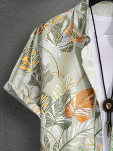 Men's Summer Casual Short Sleeved Shirt Shorts Set 2pcs 100% Cotton Quick Dry Satin Button-Up Holiday Gift Daily Outfit High - Product Image 6