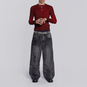 Meilleurs pantalons en jean baggy pour hommes, style vintage imprimé et délavé, faible MOQ, service OEM, personnalisable - Product Image 2