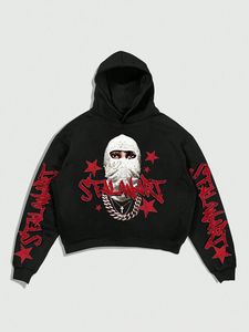 Hot Sale High Quality Winter Oversized <b>Hip</b> Hop Hoodies Sweatshirt 100% Cotton Hooded 500 Grams Discharge Printing Washed Knitted - Product Image 3