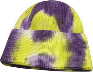 Unisex Acrylic Beanie <b>Tie</b> Dye Yellow <b>Purple</b> Casual Winter Hat 56-58CM Adult Style Custom Design - Product Image 2