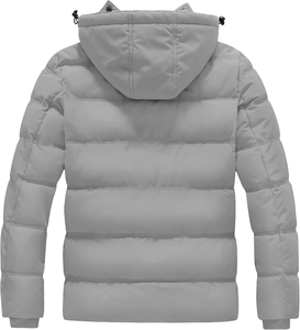 Veste d'hiver matelassée pour homme avec capuche, col montant, coupe-vent, rembourrage épais en polyester, fermeture éclair décontractée, vestes pour homme - Product Image 6