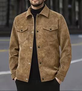 Veste décontractée d'hiver pour homme, fermeture éclair sur le devant, poche poitrine, réversible, coupe-vent, motif, lavable en machine, vêtement de travail semi-formel - Product Image 1