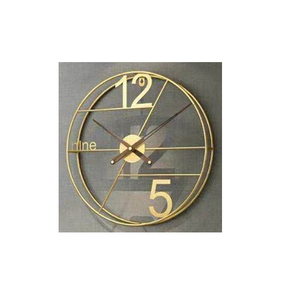 Luxury Open-Frame Iron Hanging Wall <b>Clock</b> Metal Body Minimalist Sleek Gold Hands Silent Modern Geometric Design <b>Battery</b> Powered - Product Image 3