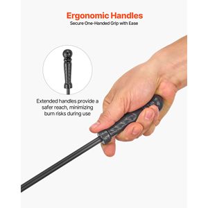 Set di 4 attrezzi per caminetto con porta legna, supporto a tre gambe, pala per cenere, spazzola, paletta per focolare, set di attrezzi per fuoco in ferro battuto con supporto - Product Image 4