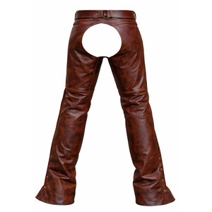 Best Design Men <b>Half</b> Leather <b>Chaps</b> OEM Customized Logo Solid Brown Color Riding Equestrian Use Chaos For Sale - Product Image 2