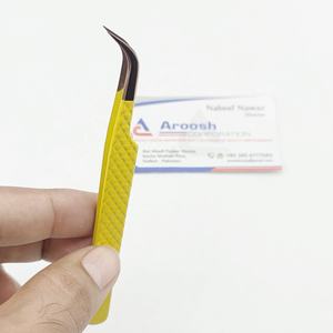 Pince à épiler de type courbe J en or rose couleur jaune extensions de cils à poignée diamantée en acier inoxydable de haute qualité pince à épiler durable - Product Image 1