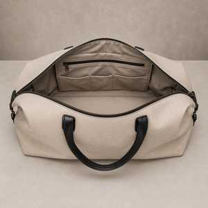 Bolsa de Viaje de Lona Encerada Vintage con Cuero Genuino, Bolsa de Lona Impermeable Personalizada para Pasar la Noche, Bolsa de Viaje Grande para Fin de Semana LCTB-0179 - Product Image 2