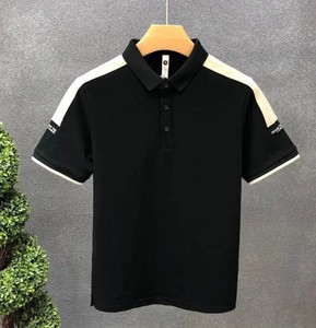 T-shirt tricoté haut de gamme pour homme en polyester/coton, séchage rapide, logo frontal, style décontracté, personnalisation de marque, vente en gros - Product Image 3