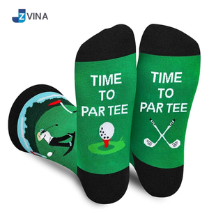 Calcetines Deportivos Personalizados para Hombre, Color Verde, Diseño de Dibujos Animados 'Preferiría Estar Jugando Golf', de Algodón Transpirable para Invierno, Hechos en Vietnam - Product Image 1