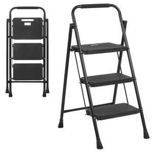 Échelle pliante portable à 4 marches en acier inoxydable avec marches larges antidérapantes et poignée pratique - Product Image 1
