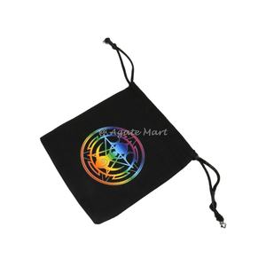 <b>Rainbow</b> Flo Wer of Life Black Cotton <b>Bag</b> Handmade Crafts Product - Product Image 2