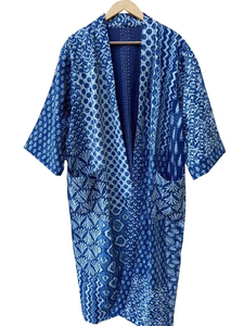 Bata Kimono de Algodón 100% Tejida con Estampado Digital de Dibujos Animados para Mujer, Suave y Transpirable, Camisón de Verano Hecho a Mano, Cuello en V, Cintura Elástica, ODM - Product Image 2