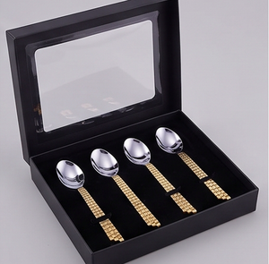 Novelty Stainless Steel Tea Spoons <b>Gold</b> Plated <b>Long</b> Handle <b>Mirror</b> Finish Creative Dessert Spoon Set For Party Tableware - Product Image 6