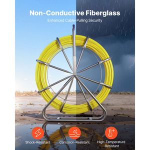 Cinta de fibra de vidrio de 6.3 mm y 500 pies para pasar cables, varilla de acero de 1/4 de pulgada para marcar conductos, tiracables con características destacadas - Product Image 4