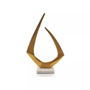 Abstract Gold Plated Geometric Sculpture Handmade Artistic Tabletop Decor Contemporary Living Room <b>Decoration</b> - Product Image 3