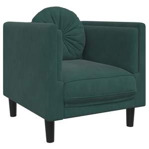 Poltrona in Velluto Verde Scuro con Struttura in Legno Massello, Arredamento Standard per Soggiorno - Product Image 2