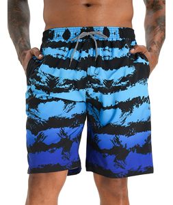 Shorts de Baño para Hombre, Azul y Negro, Estampado Abstracto, Secado Rápido, Cintura Media, Cordón Ajustable, Casuales, con Bolsillos - Product Image 1