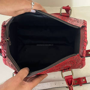 Conjunto de equipaje de cuero vacuno repujado a mano, bolso Speedy con cartera a juego, estilo occidental, conjunto de dos piezas, bolso de lujo para mujer. - Product Image 6