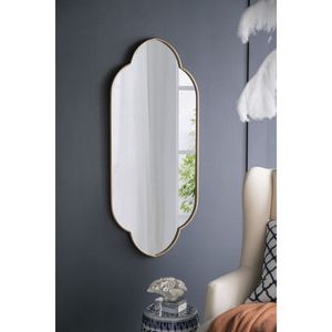 Specchio Decorativo da Parete 22.4x1x48 Pollici in Oro Champagne con Bordi Dentellati - Product Image 1