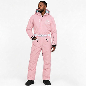 Traje de Nieve de una Pieza para Mujer OEM ODM, Mono de Esquí Térmico Impermeable de Poliéster Estampado con Capucha y Cremallera - Product Image 3