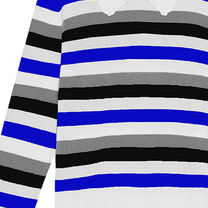 Women's Striped Long Sleeve Pullover <b>Sweater</b> Turn-Down Collar Nautical Style 100% Acrylic Full Sleeve Regular Fit All Seasons - Product Image 3
