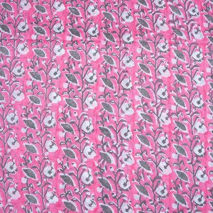 Colcha Floral Rosa Hecha a Mano, Cubrecama Reversible de Algodón, Decoración del Hogar con Puntada Kantha Tradicional - Product Image 3