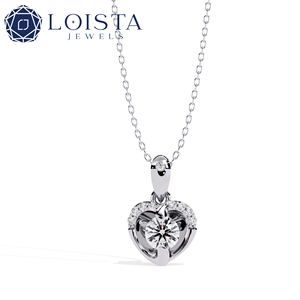 LOISTA - Colgante de Corazón para Mujer con Diamante Natural de Corte Brillante Redondo, Oro Blanco, Estilo Romántico, Certificado GIA, Joyería de Compromiso - Product Image 2