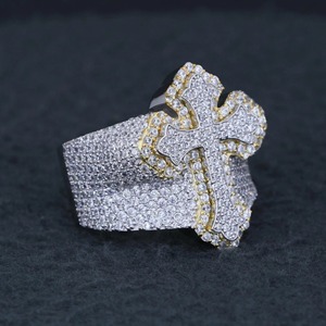 Mens Iced Out <b>Cross</b> <b>Ring</b> Diamond Band Hip Hop Bling <b>Ring</b> Big Statement <b>Ring</b> Sterling <b>Silver</b> Religious Jewelry for Men - Product Image 4