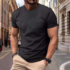 Men's Oversized O-Neck Short Sleeve T-<b>Shirt</b> Geometric Pattern <b>100</b>% <b>Polyester</b> Knitted Breathable Casual Top 320g - Product Image 2
