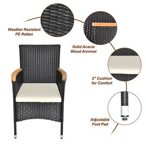 Set da Pranzo da Esterno in Legno di Acacia a 7 Pezzi con Sedie in Rattan, Cuscini Morbidi e Tavolo, Set Conversazione da Giardino - Product Image 6
