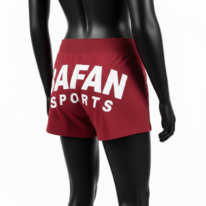 Shorts de poliéster y spandex premium de 240 GSM color granate, tela suave y elástica con logo bordado. - Product Image 5