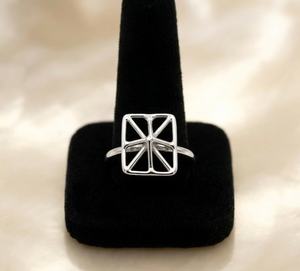 Anillo abierto rectangular de plata de ley 925, anillo geométrico llamativo, joyería minimalista moderna, nuevo anillo fino para mujer - Product Image 5