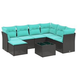 Ensemble de canapés de patio en polyrotin noir, 8 pièces, avec coussins, ensembles de jardin - Product Image 2