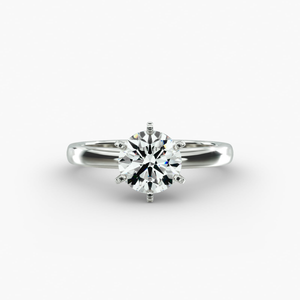 Bague solitaire élégante en argent sterling 925 poli miroir avec moissanite taille brillant ronde sertie à griffes, bijoux fins de mariée - Product Image 6