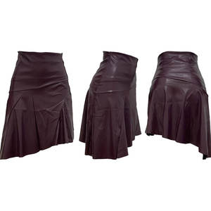 Jupe plissée asymétrique taille haute en similicuir PU pour femme, modèle best-seller, vente en gros usine - Product Image 4