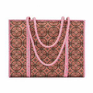 Sac fourre-tout en coton de style bohème Le Souvenirs, imprimé en couleur, léger, durable, avec poches intérieures, fermeture éclair et lavable - Product Image 1