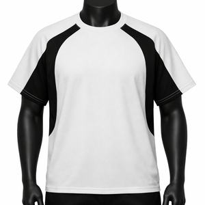 Men’s Contrast Panel Raglan T Shirt Custom Blank <b>White</b> Black Sports <b>Tee</b> Breathable Polyester Gym Training T Shirt for Men - Product Image 1