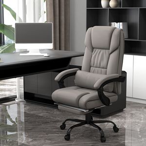 Sedia da Ufficio Direzionale Ergonomica con Schienale Alto in Pelle PU, 6 Punti di Vibrazione, Altezza Regolabile, Telecomando, Grigia - Product Image 2