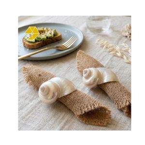 Anneaux de serviette en nacre au design original, d'une beauté exceptionnelle, inspirés de la brise marine naturelle, avec coquillages, pour cadeau - Product Image 1
