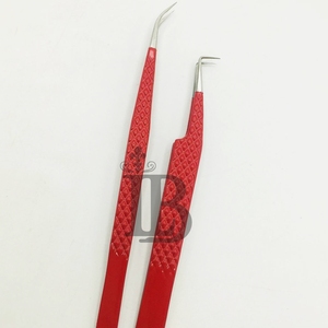 Pince à épiler professionnelle rouge à 90 degrés pour extensions de cils – Ensemble durable antidérapant de qualité supérieure à prix avantageux - Product Image 3