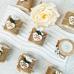 12 bougeoirs cylindriques en bois pour décorations de table de mariage et centres de table de douche nuptiale, cadeaux de remerciement pour les invités - Product Image 4