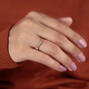 Curved Diamond Wedding Band V Shape Lab Grown Diamond <b>Ring</b> Curved <b>Stacking</b> Band Chevron Bridal <b>Ring</b> Anniversary Gift Wholesale - Product Image 3