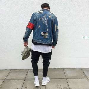 Nouvelle veste en jean en coton pour homme, couleur unie, streetwear, haute qualité, coupe ajustée, col montant, personnalisable - Product Image 6
