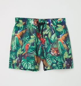 Shorts de playa para hombre con estampado floral, cintura elástica, secado rápido, tejido satinado, shorts cortos casuales. - Product Image 5