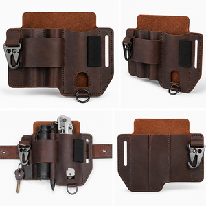 Customizable Leather Waist <b>Tool</b> <b>Bag</b> with Multiple Pockets Belt Holder Utility Pouch for Electrician Carpenter Mechanic DIY Uses! - Product Image 2