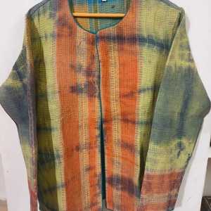 Retro Printed Batwing Sleeve Women's Jacket Round Neck Casual Patchwork <b>Cardigan</b> for Autumn - Product Image 3