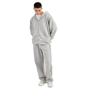 Survêtements grande taille de qualité supérieure, fabrication en gros, survêtements amples à fermeture éclair, logo personnalisé imprimé, survêtements en molleton 350 GSM - Product Image 1