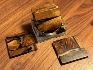 Natural Square Wood Resin Coasters epoxy Coaster Resin Handicrafts Tea Coasters Modern Design Non-Slip By Fashion Craft India - Product Image 5