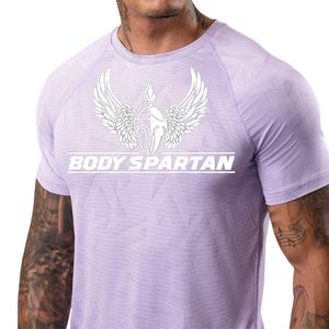 Camiseta deportiva con estampado gráfico de color morado claro para hombre, cuello redondo, manga corta, atlética, para gimnasio, entrenamiento, ropa deportiva informal, Activewe - Product Image 6