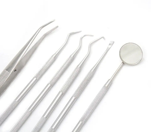 Kit d'examen dentaire professionnel 6 pièces en acier inoxydable certifié CE A+ pour le nettoyage des dents, le remplissage et la construction de bridges osseux - Product Image 1